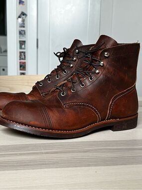 Red Wing Shoes Iron Ranger Brown Leather Lace-Up Cap Toe Boots
